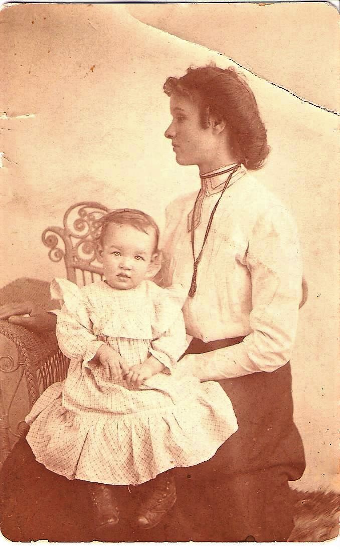 Grandma Florence holding her first born, Alta McDowell