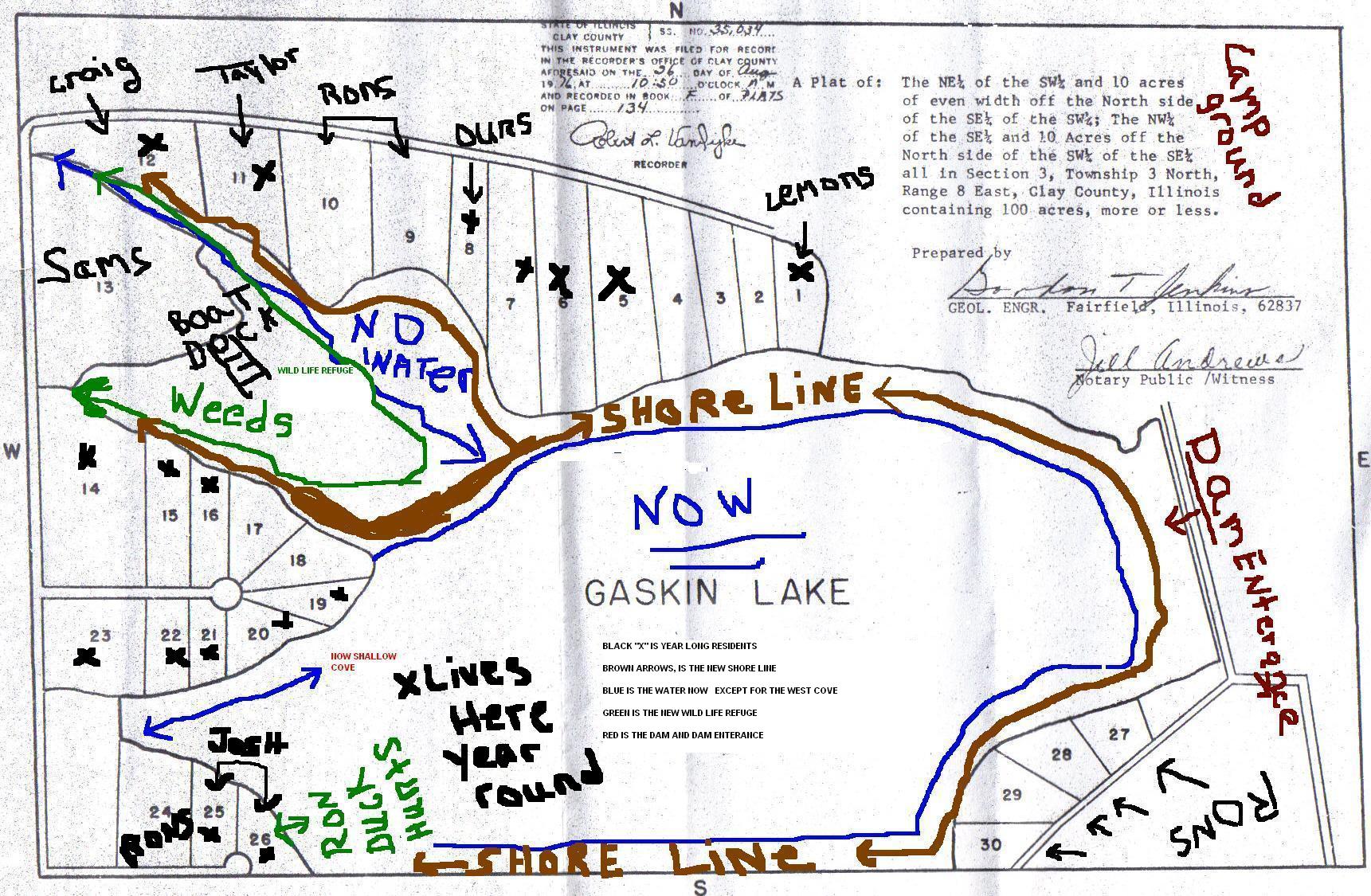 PLAT OF LAKE, Long known as Gaskin's Lake.